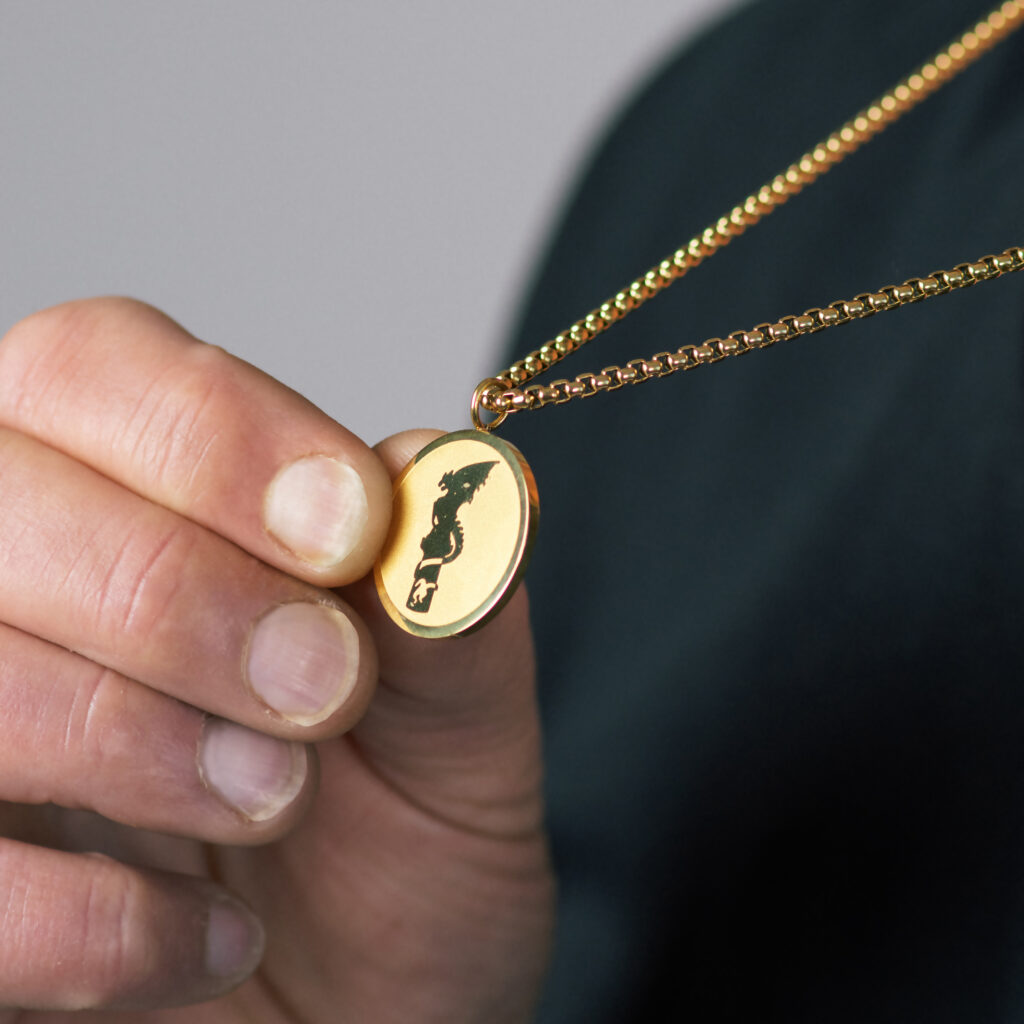 _IXX0096-2 Ronde Hanger Draak Goud - Coin ketting